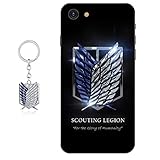 Hülle für iPhone 7/8/iPhone SE 2020 Attack on Titan Anime Handyhülle [Mit Angriff auf Titan Schlüsselbund] Cartoons Silikon Sanft Bumper Case Hülle für iPhone 7/8/iPhone SE 2020