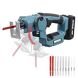 WESCO 18V 2.0Ah 2 in 1 Akku Säbelsäge und Akku Stichsäge, 2500 U/min,16mm Sägeblatthub, 10 Sägeblätter für Holz, Metall, PVC, Keramikschneiden, Werkzeugloser Blättwechsel mit Akku und Ladeg