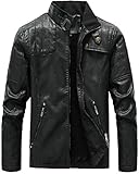 Ugsgdhgsdd Herrenjacke aus Kunstleder und Fleece, warm, für Herbst und Winter, Business-Jacke Gr. XL, Schw