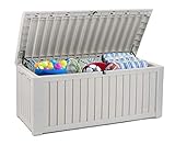 Koll Living Auflagenbox/Kissenbox 570 Liter l 100% Wasserdicht l mit Belüftung dadurch kein übler Geruch/Schimmel l Moderne Holzoptik l Deckel belastbar bis 250 KG (2 Personen) (Weiß)