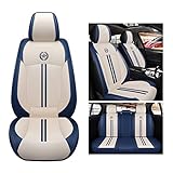 Autositzbezüge Sitzbezüge Auto Universal Set Leder für Mitsubishi Pajero Outlander Ex ASX Grandis Eclipse Cross Galant Lancer Zinger (Size:Ohne Kopfstütze und Lendenwirbelstütze,Color:Beigeblau)