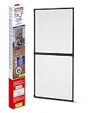 tesa Insect Stop FALT Tür - Faltbarer Alu-Rahmen mit Fliegengitter für Türen - mit verstellbarem Teleskoprahmen - Anthrazit - 80 cm x 170 cm bis 100x cm x 220