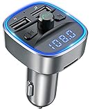 Goigrn Bluetooth FM Transmitter Auto Radio Adapter, Bluetooth Adapter Auto Ladegerät mit 2 USB Anschlüsse und Freisprecheinrichtung, [mit Blauem Umgebungslicht], Unterstützt SD Karte & USB-Stick