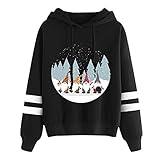 Strickpullover Damen Oversize Weihnacht Sweatshirt Damen Weihnachtspullover Hässlich Weihnachtspulli Witzig Weihnachts Zwergen Print Langarm Oversize Grobstrick Weiß Strickpullover Christmas Sw