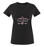 Comedy Shirts - Einzelstück - Herz Pfeile - Damen V-Neck T-Shirt - Schwarz/Eisblau-Rosa Gr. XXL