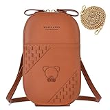 Kawaii Handytasche zum Umhängen Damen Handy Umhängetasche Klein Schultertasche Handy Crossbody Clutch Brieftasche mit Kette Griff Stickerei Handyhülle für iPhone 13 Pro Max/13/12/12 Pro Max/11/XR/XS
