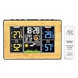 ADLONY Thermometer Innen/Außen,Digital Hygrometer,Wetterstation,Wecker Digital,Funkuhr,Digitales Farbdisplay,Wettervorhersage Für Innen- Und Außentemperatur Für Schlafzimmer, Büro, W