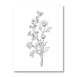 Kunst Leinwandmalerei Pop-Art Kunstplakat  Dekoration Pflanzenskizze Bleistiftzeichnung Wildblumenpflanze 50x70cm Ungerahmt Bilder für Wohnzimmer M