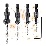 5Pcs Kegelsenker Bohrer Set Zimmerei Reibahle Holz Senkerbohrer Enthält 1 schwarzen Schraubenschlüssel für Holz Kunststoff Dünnes Aluminium Nicht für Hartes M