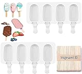 Zhongyi2 Stücke Eis am Stiel Schimmel, Eis am Stiel Schimmel Silikon, verwendet für kreative DIY Eiscreme Stick gefroren Eis am Stiel, Eisformen mit 50 Holz Stick Eisform Silik