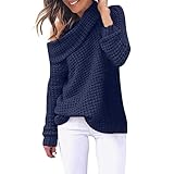 CommittedeDamen Rollkragen Strick Lose Tops Strickpulli Longpullover Herbst Winter Strickpullover Elegante Loose Freizeit Langarm Normallacks Feinstrick Pullover Stricktop