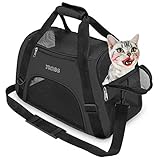 YLONG Transporttasche für Katzen und Hunde, von Fluggesellschaften zugelassen, weiche Seiten, tragbar, faltbar, für Haustiere, Fluggesellschaften zugelassen(M, Black)