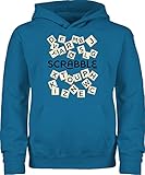 Scrabble Mädchen - Scrabble Steine - schwarz - 116 (5/6 Jahre) - Himmelblau - Logo - JH001K JH001J Just Hoods Kids Hoodie - Hoodie Kinder Pullover für Mädchen und Jung