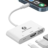 HDMI-Adapter, 3-in-1-USB-Kameraadapter mit Stromanschluss, Digitaler 1080P-AV-OTG-Adapter,4K-Video-und Audio-Synchroni Sations Bildschirmanschluss,Kompatibel Phone 13/12/11/ X/ 8/7/6, Pad Air/Mini/