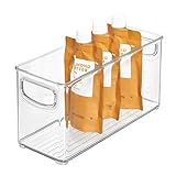 iDesign,63799,Aufbewahrungsbox AA8für dieKüche, kleiner &tiefer Küchen Organizer aus Kunststoff,offene Kühlschrankbox mit Griffen, durchsichtig