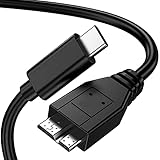 USB C auf Micro B 3.0 Kabel (Gen2 / 10 Gbit/s), 1 m, USB 3.1 externes Festplattenkabel, für MacBook (Pro), Galaxy S5 Note 3 etc., 1 m, Schw