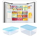 LÖWENBISS Kühlschrank Organizer Küchen Ordnungssystem Set mit Deckel groß Stapelbar Transparent Speisekammer VorratsbehälterGefrierdosen Frischhaltebox (18Liter(2 * 5L, 1 * 8L,4 Gitter))