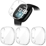 CAVN Hülle Kompatibel mit Fitbit Sense/Versa 3 Schutzhülle Schutzfolie [3-Stück], Flexibles TPU Vollschutz Display Schutz Schutzhülle Full Coverage Stoßfestes Displayschutz Hülle für Sense/Versa 3