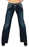 Miss Sixty Party Pants Damen Bootcut Jeans Used-Look Denim (Dunkelblau) Gr.28