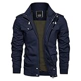 KEFITEVD Übergangsjacke Herrenjacke US Feldjacke Blouson Herren Bundeswehr Jacke Arbeitsjacke Männer Jacke Übergang Sommerjacke Outdoor Jacke Freizeitjacke Navy Blau L