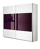 Rauch Schwebetürenschrank Quadra in Alpinweiß / Glas Brombeer BxHxT 62x230x270