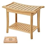 Duschhocker Hocker Holz Sitzbank mit Ablagen Bambus Badezimmermöbel Badezimmer Robuster Rutschfester HBT: 60x33x46