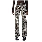 Leopardmuster Mode Flare Hose Damen Hose High Waist Stretch Plazzo Hose Elegant Weite Bein Bootcut 3D Tie Dye Freizeit Hose Schlangenmuster Schlaghose Streifen Schlaghose Straight-Bein-Jogging