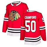 WUJIAJIA Corey Crawford＃50 Langarm Hockey Trikot Herren Sweatshirts Atmungsaktiv T-Shirt Bekleidung