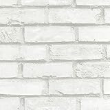 Klebefolie Mauer weiß, Ziegeloptikfolie, Steinoptikfolie, Dekofolie, Möbelfolie, Tapete, selbstklebende Folie, PVC, ohne Phthalate, weiß, 67,5cm x 1,5m, Venilia 54728