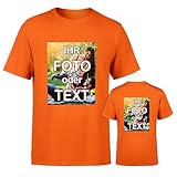 T-Shirt selbst gestalten * Orange in L * wahlweise einseitig oder doppelseitig Bedruckt mit eigenem Foto Text Logo Name * ringgesponnene Baumwolle * viele Farben und Größ