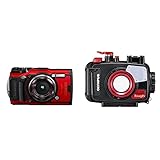 Olympus Tough TG-6 Actionkamera, 12 Megapixel Sensor, Digitale Bildstabilisierung, 4X-Weitwinkel-Zoom, 4k-Video, 120fps, Wi-Fi, rot & PT-059 Unterwassergehäuse (geeignet für TG-6 Digitalkamera)