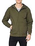 Urban Classics Herren Kurzjacke Hooded Cotton Zip Jacket, Jacke für Herbst und Winter mit Kapuze, warm gefüttert - Farbe darkolive, Größe M