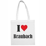 Tasche I Love Braubach Größe 38x42 Farbe Weiss Druck Schw