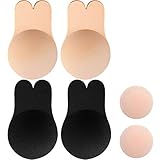 MIMEIMIAI Klebe BH Push Up, Nippel Cover Unsichtbarer Brust Lift Up Adhesive Pasties Aufkleber Trägerloser Rückenfrei Lifting Bra Büstenhalter (Beige, S)