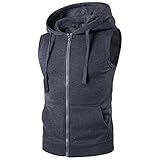 KXZD Zipped Hoodie ärmellos für Herren Sleeveless Fitness Kapuzenpullover Männer Sweater Trainingsweste Sweatshirt Tank Top Herren Mit Kapuze Weste T-Shirt Kapuzenpullover Herren Tank Top