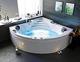 Oimex Eck Whirlpool TREND 150 x 150 cm Wassertreppe LED Armaturen Badewanne Whirlwanne 2 Personen inkl. Armaturen, Schürze und V2A G