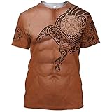 Neuheit Wikinger T-Shirt, 3D Gedruckter Nordischer Mythos Harajuku Sommer O-Neck Kurzarm Cosplay Shirt (Color : P, Size : 4XL)