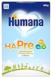 Humana HA Pre, von Geburt an, Milchpulver für hypoallergene Anfangsnahrung, zusätzlich zur Muttermilch oder als alleinige Pre Babynahrung, für Babys mit erhöhtem Allergierisiko, 500 g