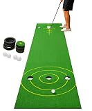 SHOWTIMEZ Putting Matte, Professionelle Puttingmatte Golf Übungsmatte Tragbare Minigolf Golfübungsgeräte für Indoor Zuhause Büro Outdoor mit Golfball, 3,5m x 0,72m, Grü