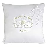 creativgravur® Exklusives Hochzeitskissen Ringkissen bestickt mit Gold Glitzer Garn Namen D