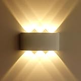 Lightess Wandlampe LED Innen Aussen Wandleuchte Weiß Modern 6W Up and Down IP65 aus Aluminium Warmweiß Wasserdicht 6x120°Ausstrahlungswink