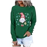 GFGHH Weihnachten Sweatshirt, Pullover Damen mit Schneeflocke Muster, Weihnachtspulli Rentier Drucken Christmas Vintage Langarmshirt Frauen Oberteile Rundhals Xmas Shirt Pulli Sport Top