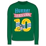 Shirtracer Kindergeburtstag Geschenk - Hurra! Ich Bin Schon 10 - Ratte - 116 (5/6 Jahre) - Grün - Ratten - JH030K - Kinder Sweatshirt Pullover für Jungen und M