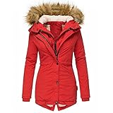 CCOOfhhc Damen Winter Jacke Mantel Parka Warm Gefütterte Winterjacke Outdoorjacke Wsserdicht Steppjacke Leicht Funktionsjacke übergangsjacke Wintermantel Lang Leichte Daunenjack