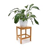 Relaxdays Bambushocker H x B x T: 40 x 28 x 32 cm Badhocker aus hochwertigem Holz als universelles und dekoratives Accessoire als praktischer Beistelltisch und Blumenhocker für Ihre Wohnung,