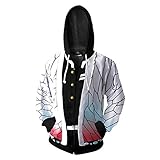 Demon Slayer: Kimetsu Kein Yaiba: Kochou Shinobu Hoodie, Kochou Shinobu Cosplay Anime Spiel 3D-Druck T-Shirt Zipper-Jacke (Color : White, Size : XXXXL)