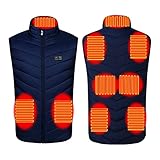 Beheizte Weste Mantel Outdoor Warm Kleidung Beheizt Zum Reiten Skifahren Angeln 9 Zonen Dual Control Heizweste USB Aufladen Heizung Weste, blau, L