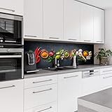 Dedeco Küchenrückwand Motiv: Gewürze V2, 3mm Aluminium Platte als Fliesenverkleidung Spritzschutz Küchenwand Verbundplatte wasserfest, inkl. UV-Lack glänzend, alle Untergründe, 220 x 60