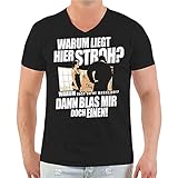 Männer und Herren T-Shirt Warum liegt Hier Stroh Warum hast du eine Maske auf Größe S - 5XL