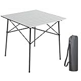 EVER ADVANCED Campingtisch Klapptisch mit Aluminium Tischplatte faltbar klappbar tragbar mit Tragetasche 70 x 70cm für Camping Garten Party Picknick Balk